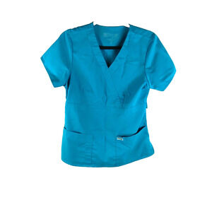 Grey's Anatomy Blue Green Scrub Top Women Size Medium